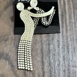 Vintage Tanya Michele Art Deco Pin Brooch Rhonestones Man and Woman dancing’s 