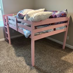 Girls Pink Low loft Bed - Full + Mattress