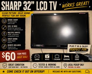 SHARP 32” LCD Flat Screen TV – Works Great 🔥