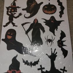 7 Sheet Halloween Wall Decals Pumpkin Spider Ghost Window Stickers Removeble Wall Sticker Halloween Cling Decals for Halloween Party Holiday Home Bedr