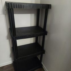 Black 4 Tier Plastic Shelf