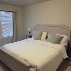 King Bed Frame - Beige