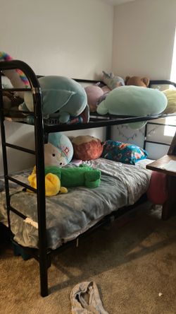 Black metal twin bunk bed frame
