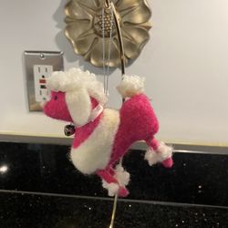 Vintage Poodle in Pink & White Christmas Ornament 
