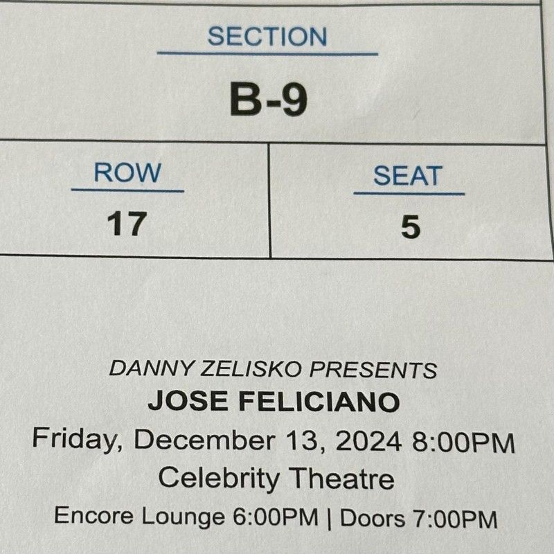 Jose Feliciano Concert Tickets