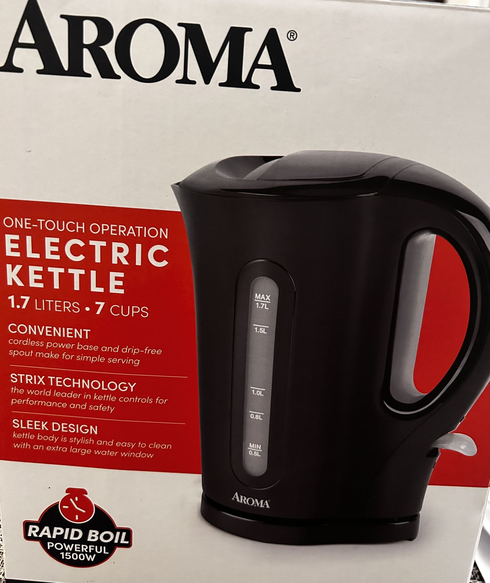 Aroma Electric Kettle 1.7 Liters•7Cups-Rapid Boil, Powerful 1500W
