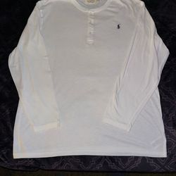 Polo Ralph Lauren Slub Jersey Henley Shirt Mens 1XLT Faded Wash Blue Pony.