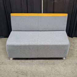Steelcase Grey Fabric Loveseat with Yellow Accent