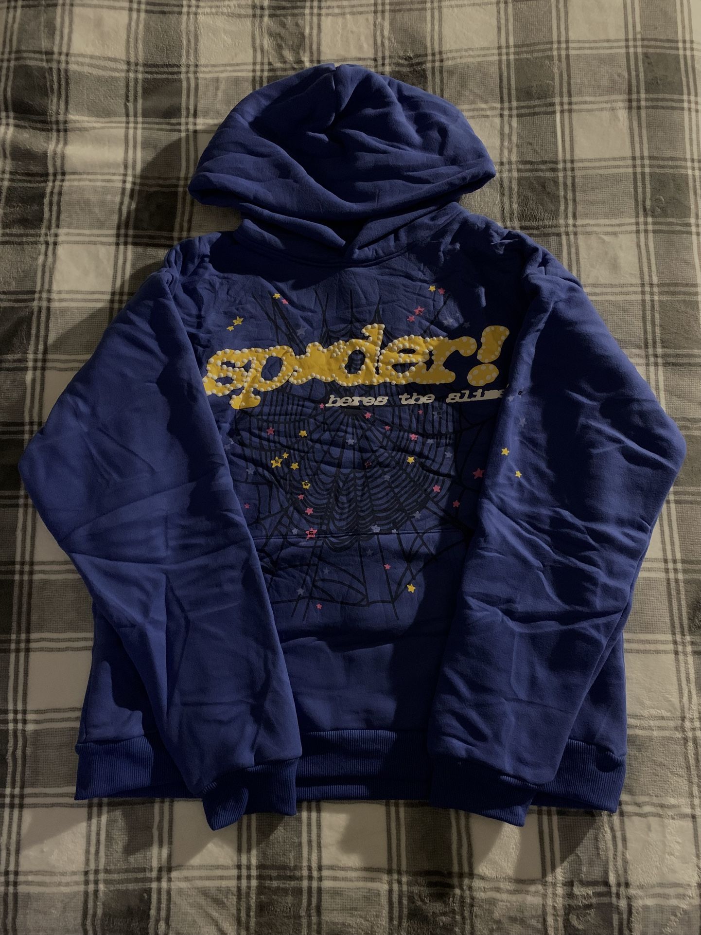 Sp5der Hoodie Blue Large