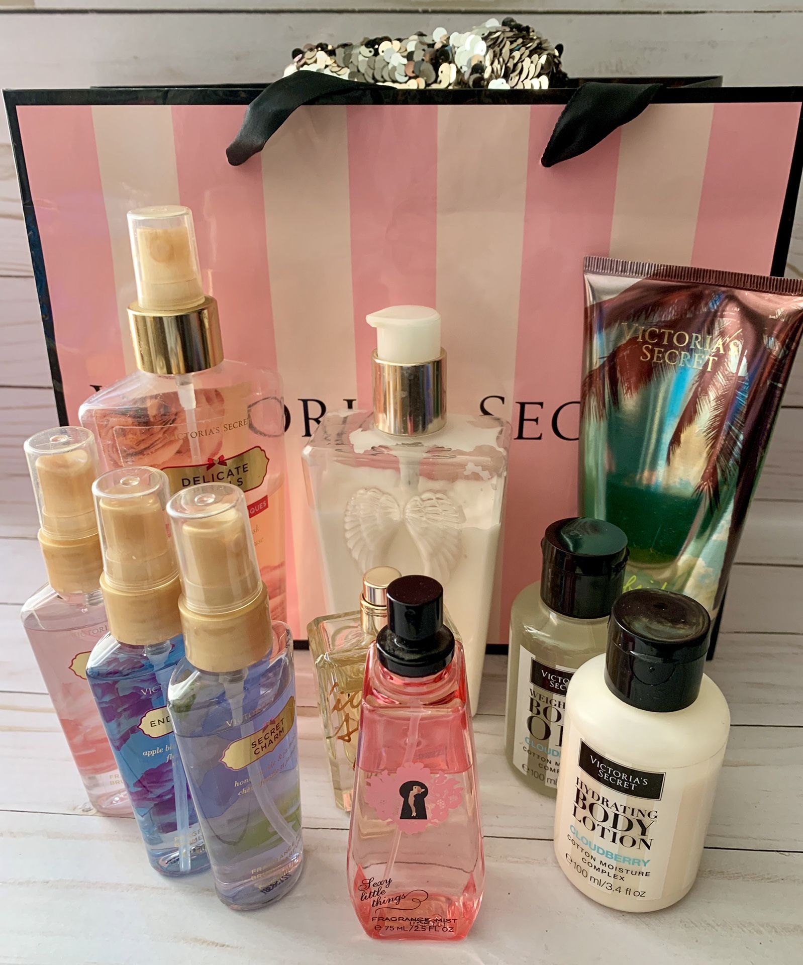 Victoria Secret body lotions and perfumes