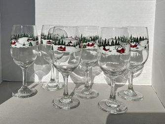 NEW 6 Holiday Scene 12 Oz Goblets