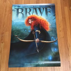 New Disney  Pixar Movie Poster Brave,  Huge 27 Inch X 40 Inches. Has A Print On The Front And Back.