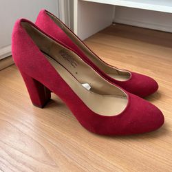 Merona Red Suede Block Heels Worn 3x Size 11b