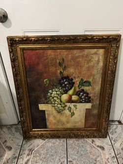 Framed Oil Painting Of Fruit