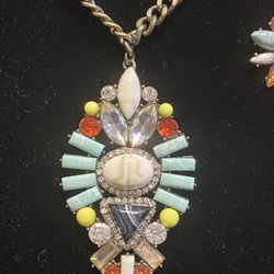 Stylish And Colorful Sugarfix Vintage Necklace And Post Earring Set Chain Is 28” Long Antique Gold Chain 