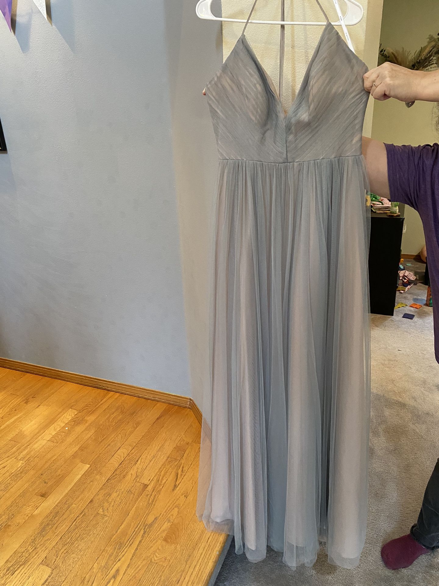 Blue And Blush Tule formal Dress