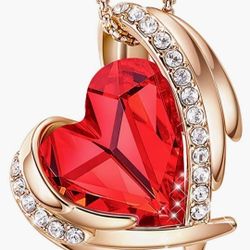 CDE Love Heart Pendant Necklaces for Women Silver Tone Rose Gold Tone Crystals Birthstone