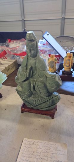 Antique Estate Sales Quan yin on a fish Jade