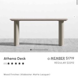 Rove Concepts Athena Desk White Carrara Marble With Alabaster Matte Wood Finish Base