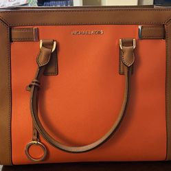 Michael Kors Ladies Leather Handbag. Orange/Brown. Excellent Condition! $40.00