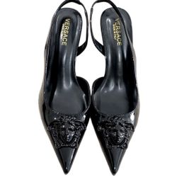 Elegant Black Sling Back Heels 