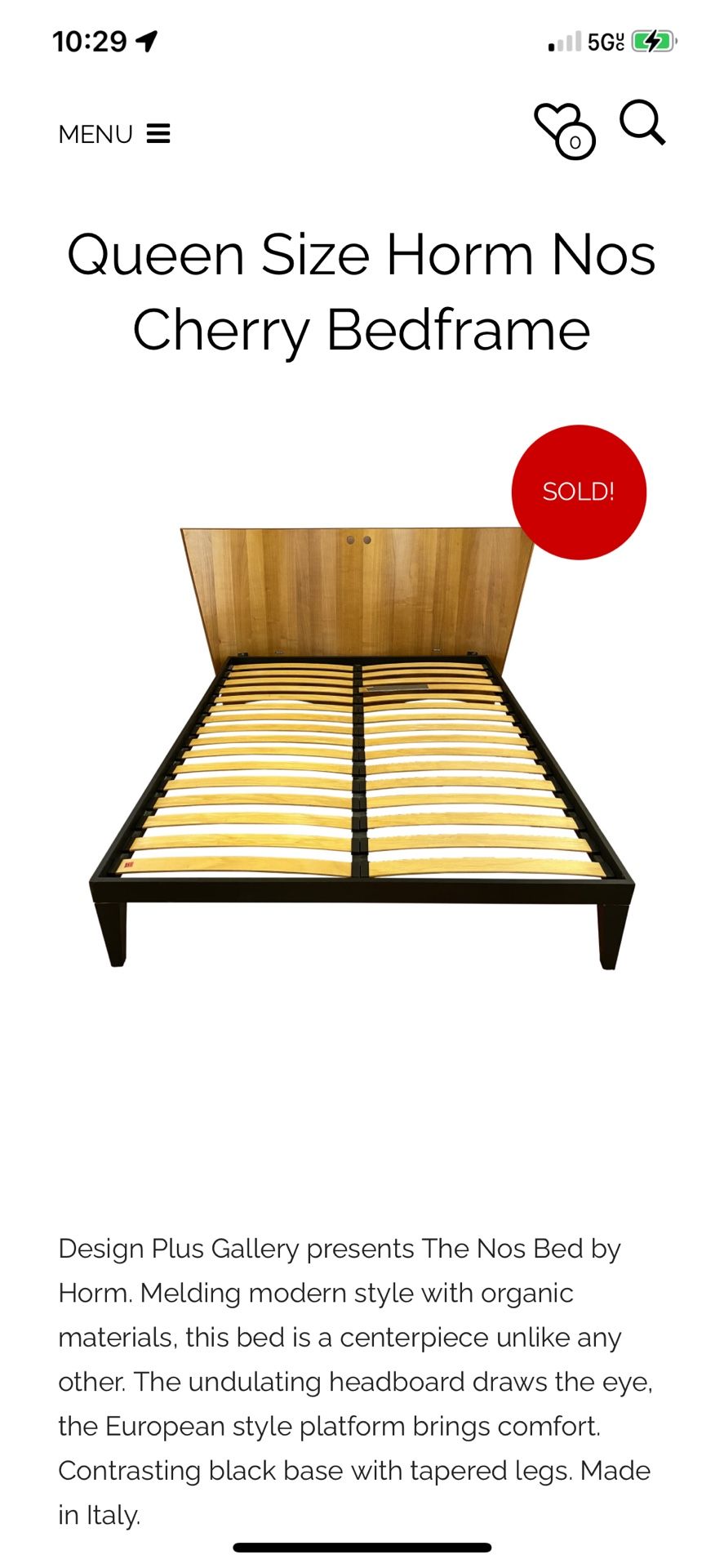 Italian Cherry Wood Bed Queen