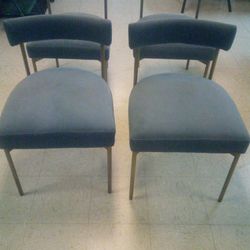 Four Sunpan Seneca Velvet Slate Dining Chairs For Sale.
