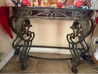 Glass iron sofa table