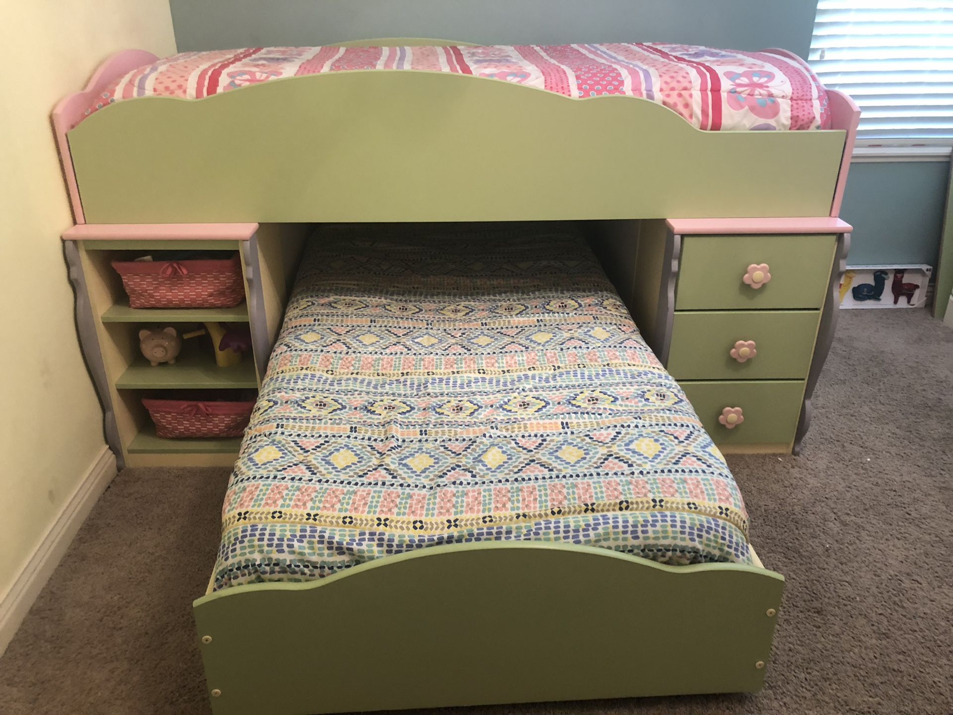 Kid Loft Bed - Twin Trundle Bed w/Storage