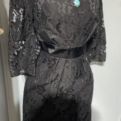Adrianna Papell Scoop Neck Black Lace Dress ( Size 4/small )