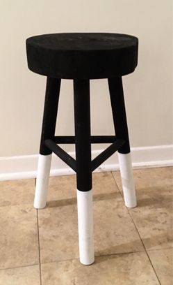 Black & White wooden stool, 22”x 13.5”