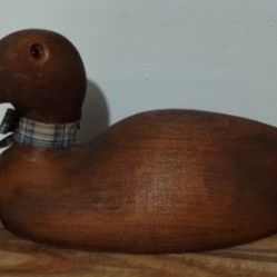 SOLID CARVING WOOD DUCK STATUE 12"×6"