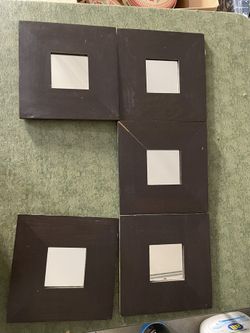 Vintage IKEA Malma square mirrors in dark brown wood frame