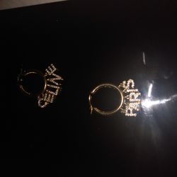 Celine Paris Gold Crystal Hoop Earrings New