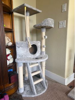 52” cat tree tower with scratching post and ladder