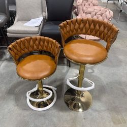 Modern Pu Leather Swivel Bar Stools Set of 2