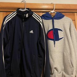 Adidas Jacket and Columbia Hoodie, Like New 