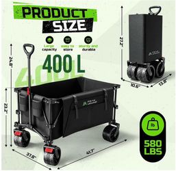 New 580Lbs 400L Collapsible Heavy Duty Beach Wagon Cart