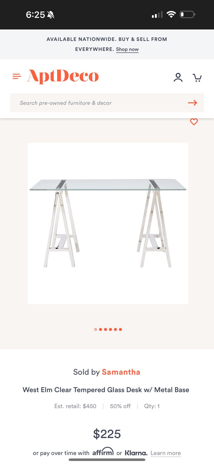 West elm Glass Desk