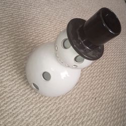Vintage Large Snowman Ceramic Tealight Candle Holder Luminary Holiday Decor