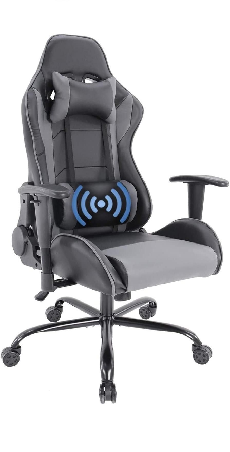 Comfortable Ergonomic Massage Computer Gaming Chair with Backrest & Soft Headrest