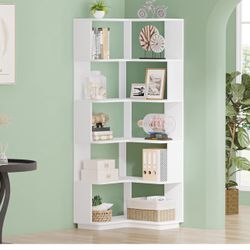 All New 6 Tiers Corner Bookshelf 64.9” Tall Bookcase 