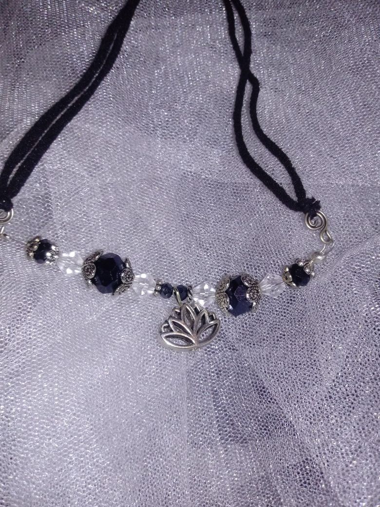 Lotus flower choker necklace fits teen or woman