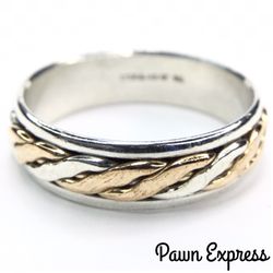 Sterling Silver Two-Tone Braided Ring Band 