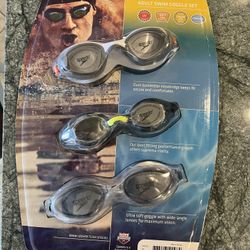 New 3 Pack Adult Speedo Goggle Set 