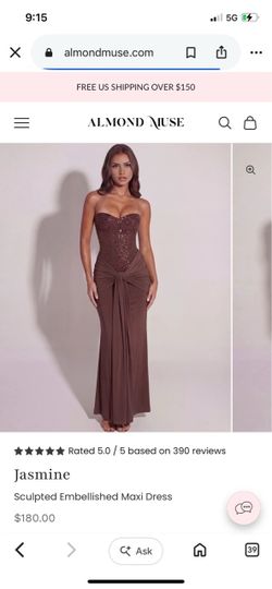Almond Muse Jasmine Sculpted Embellished Maxi Dress