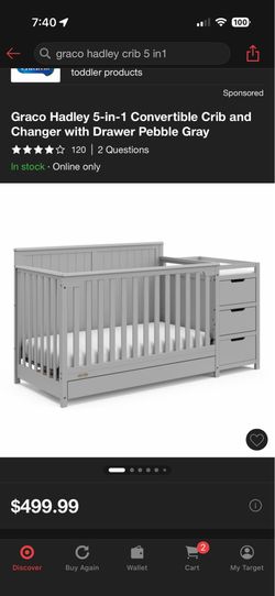 Hadley 5 In 1 Graco crib w/ changing table