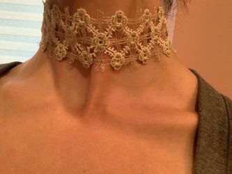 Gold and ivory vintage lace adjustable choker Necklace