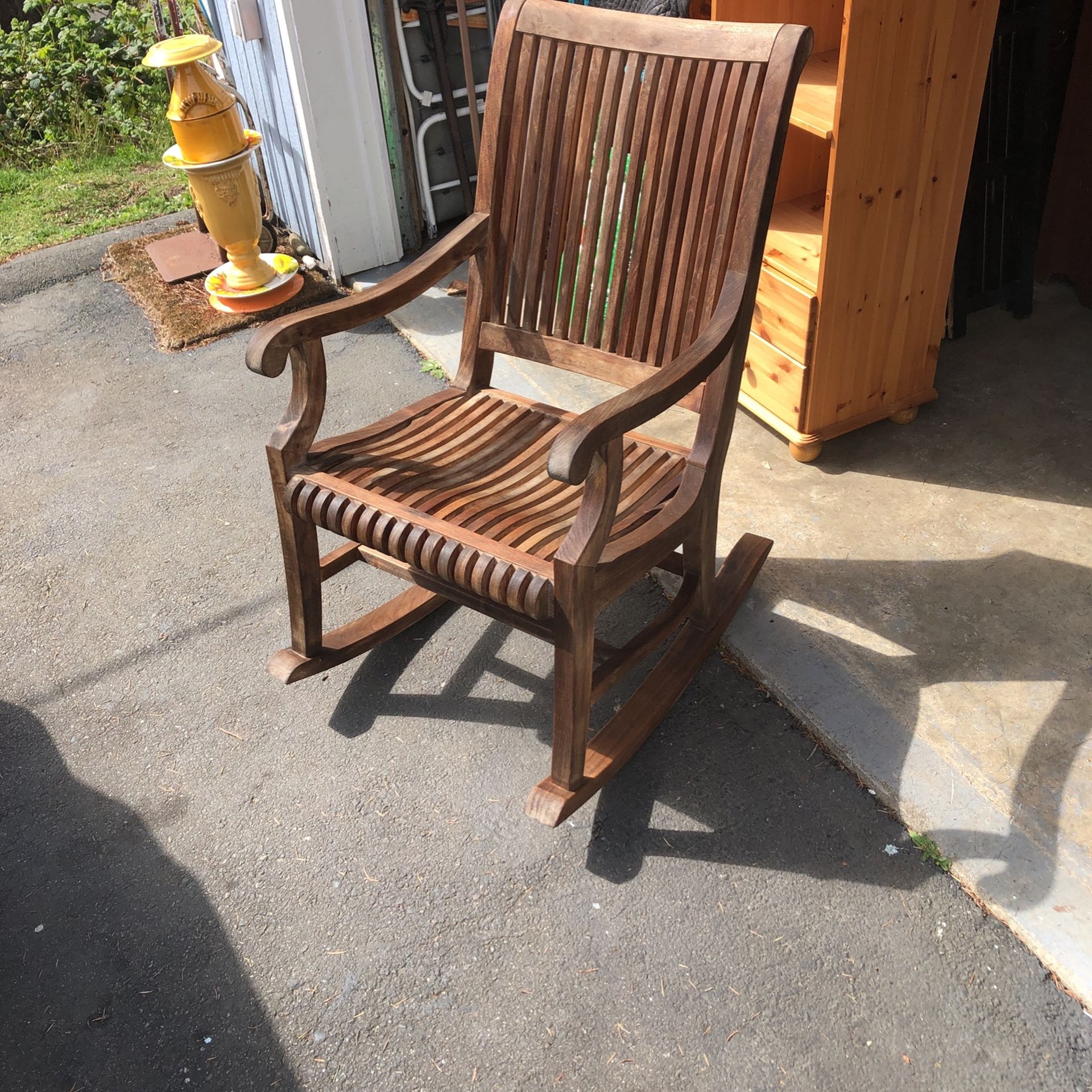 Indoor outdoor teak rocking chair