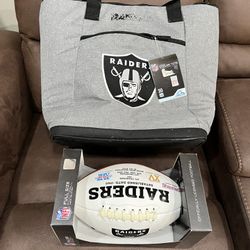 RAIDERS COOLER TOTE AND FOOTBALL